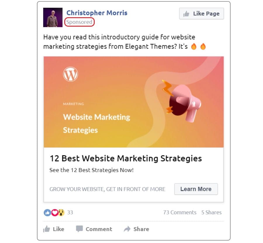 Social Ads Website Marketing Strategy Example