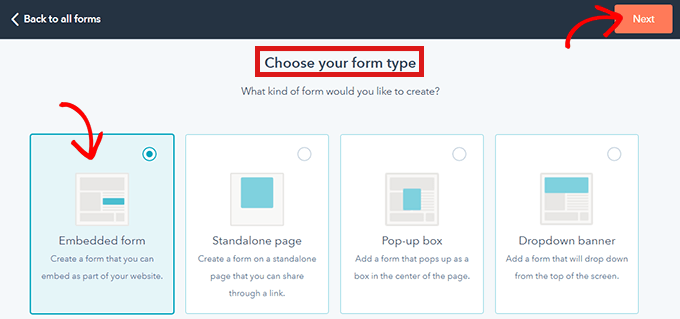 Choose a form type