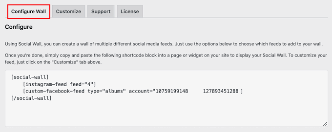 Configuring the social wall in WordPress
