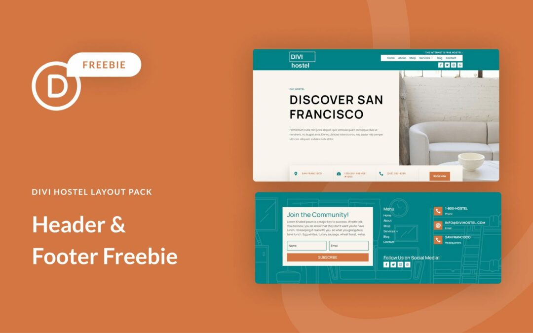 Download a FREE Header & Footer for Divi’s Hostel Layout Pack