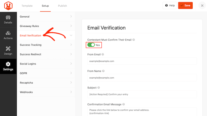 Enabling email verification for an online contest