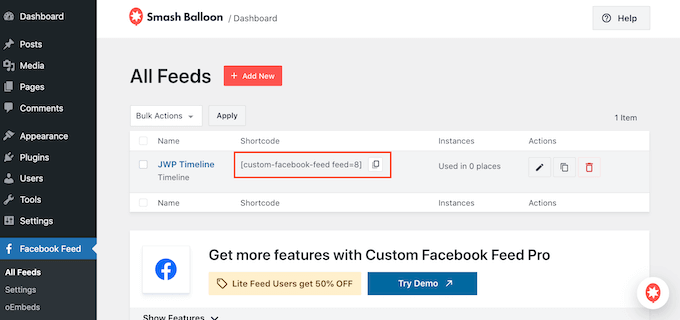 Adding Facebook content to WordPress using a shortcode