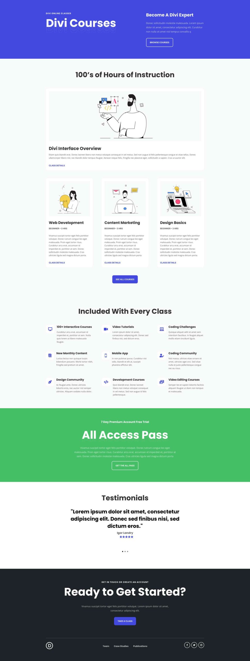 Learning Management System Layout Pack for Divi