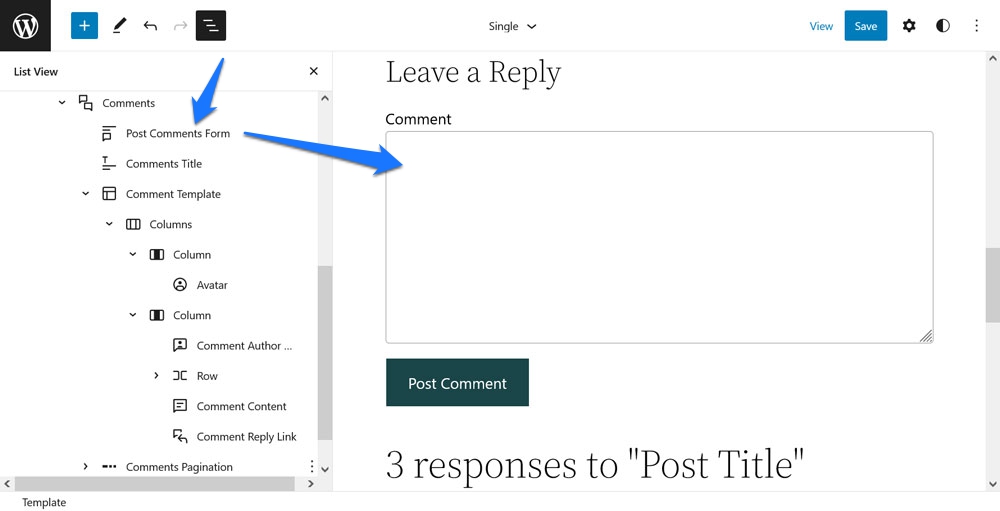 move comments form block to top of comments section
