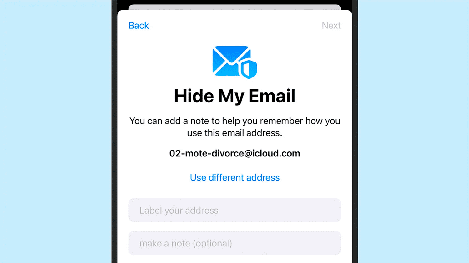 iCloud Mail’s Hide My Email feature