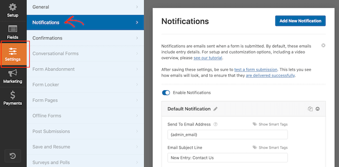 Creating notifications for your WordPress forms