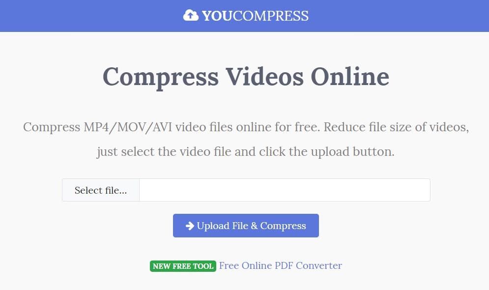 YouCompress is an online video compressor