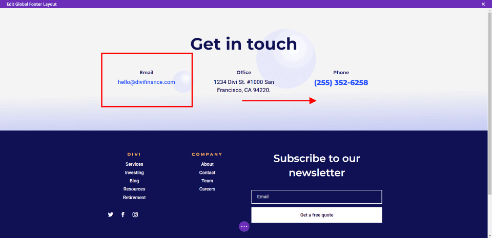 How to Add the Divi Footer Contact Form