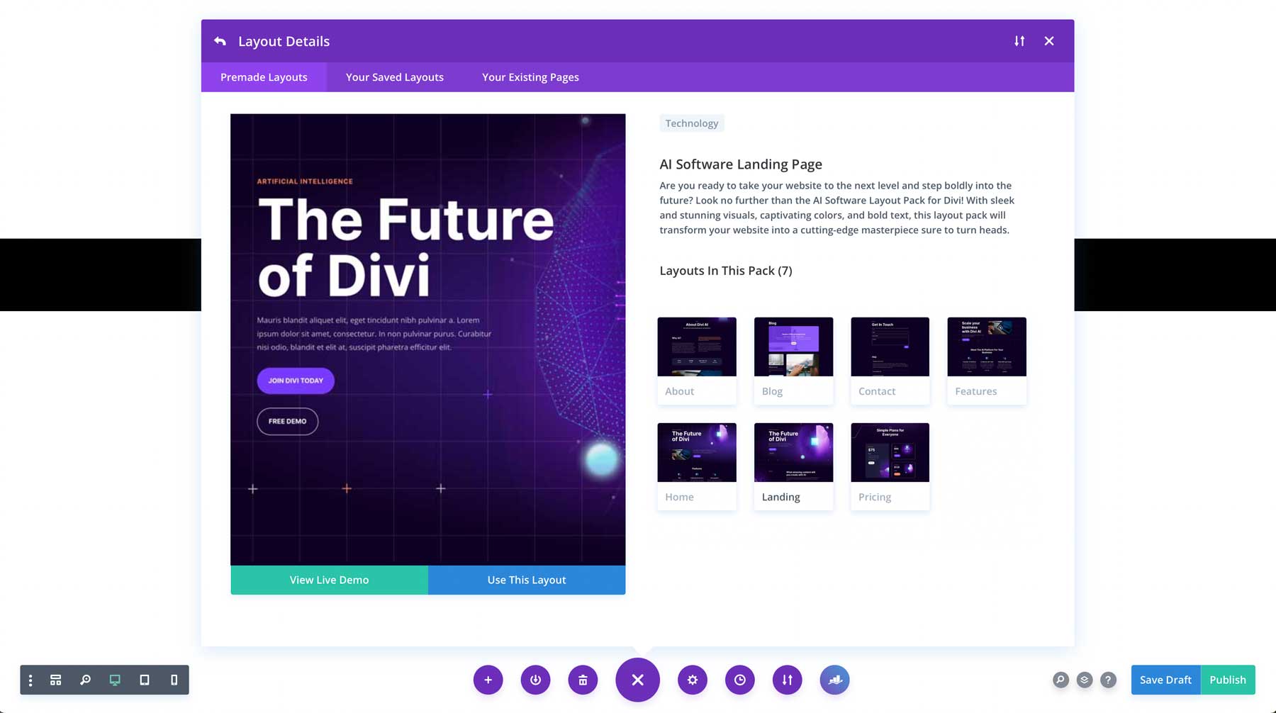 AI Software Layout Pack for Divi