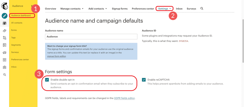 Mailchimp How to Turn on Double Opt-in