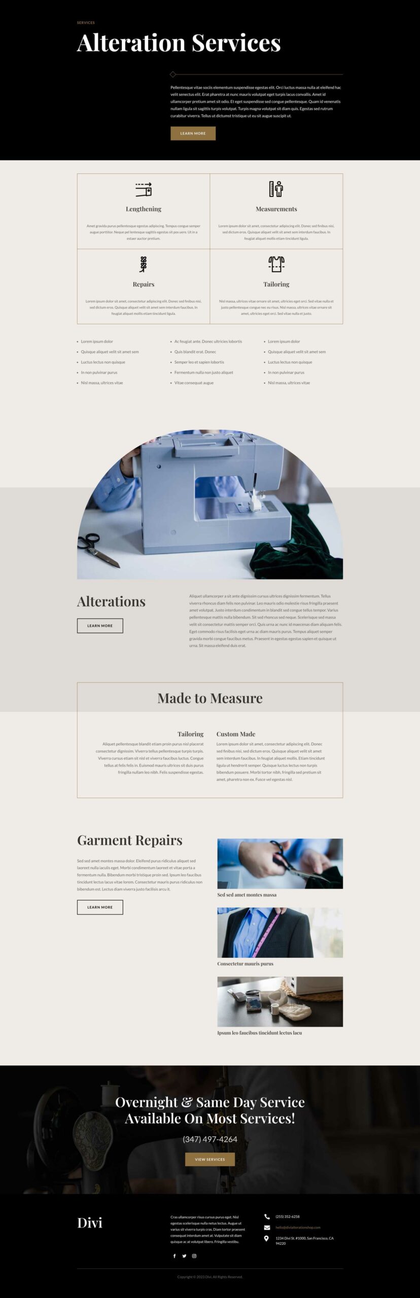 Alteration Shop Layout Pack for Divi