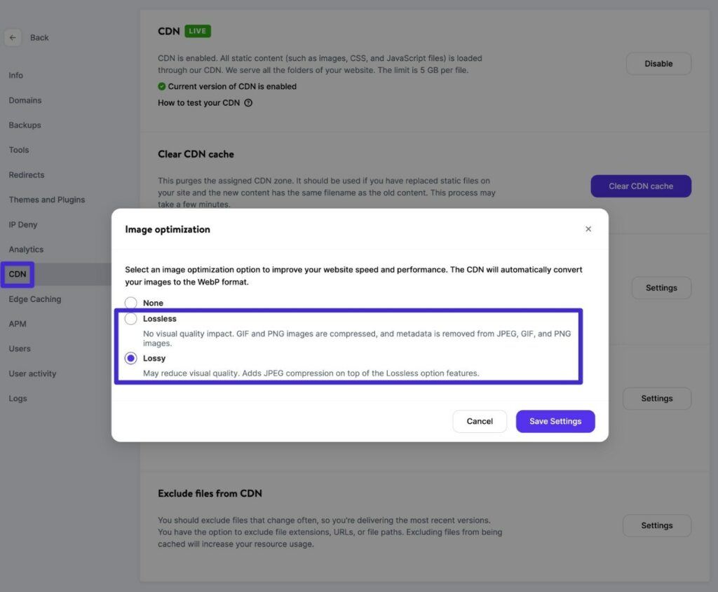 How to enable Kinsta image optimization feature.