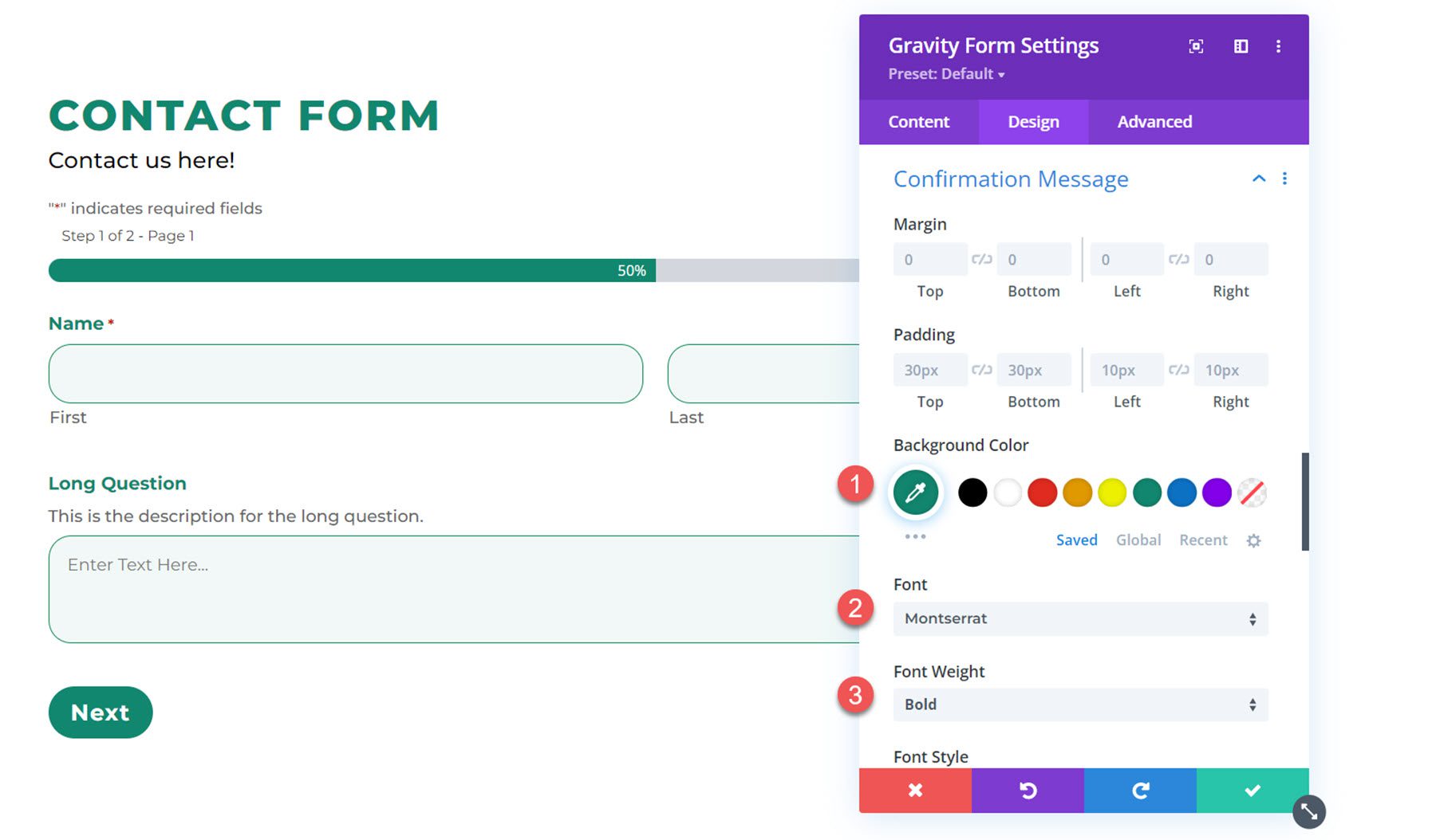 Divi Plugin Highlight Divi Gravity Forms Confirmation Message Settings