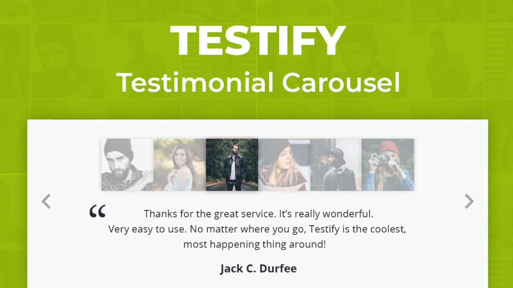 A demo of the Testify Testimonial Carousel Divi extension.