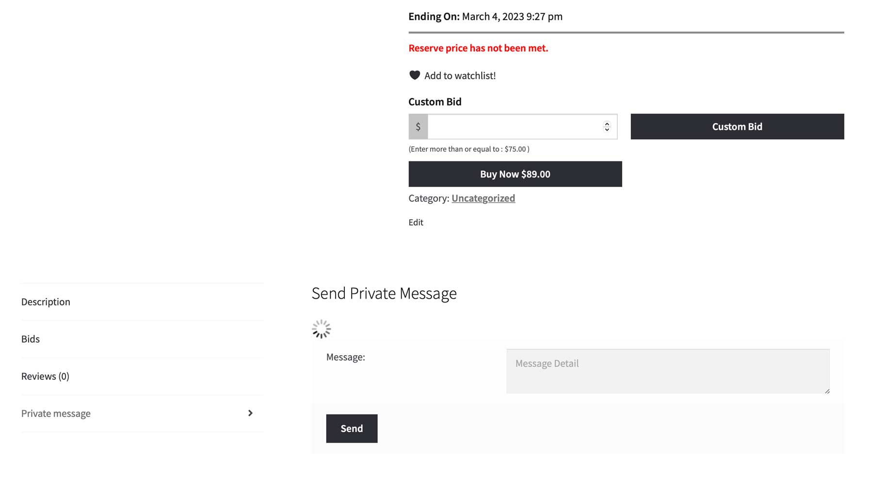 Ulimate Auction Pro private messaging