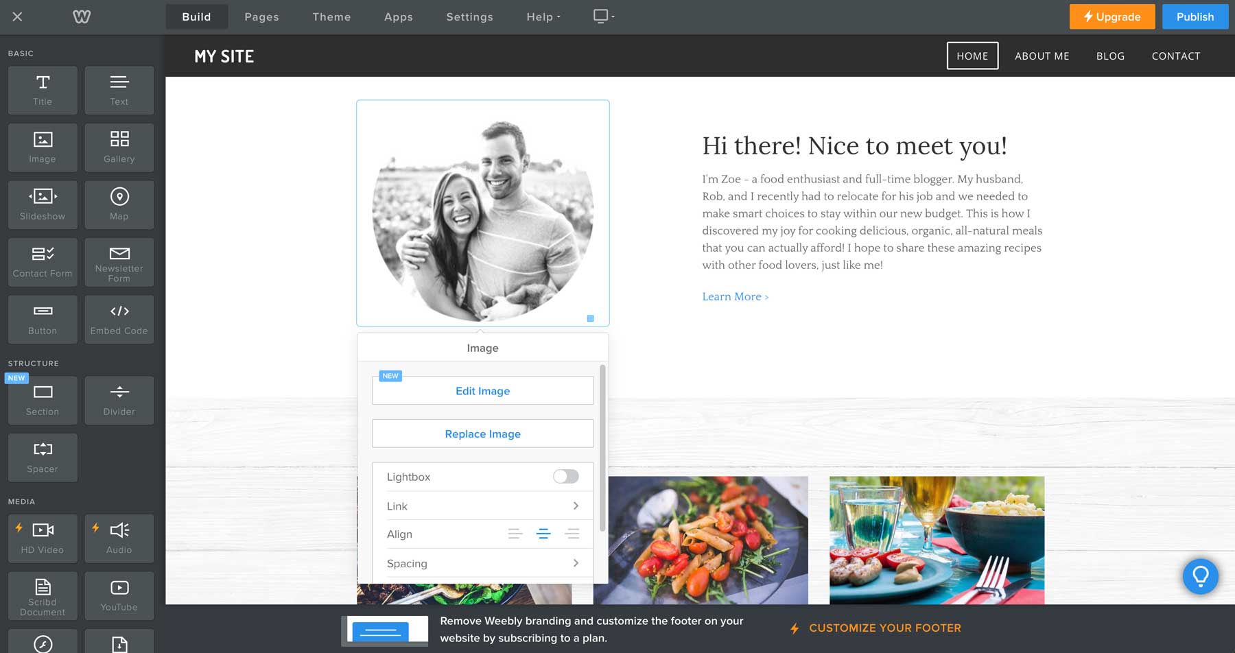 Weebly page editor