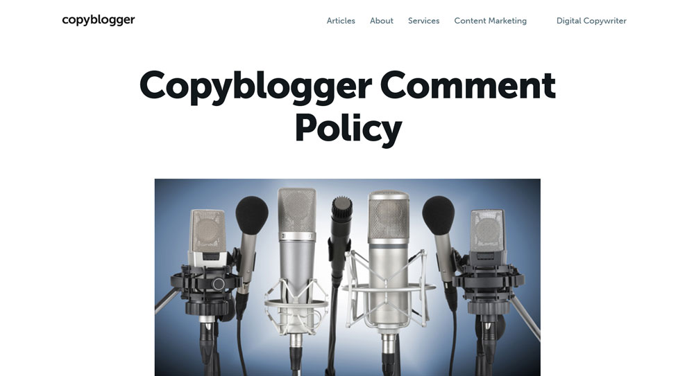 copyblogger comment policy example