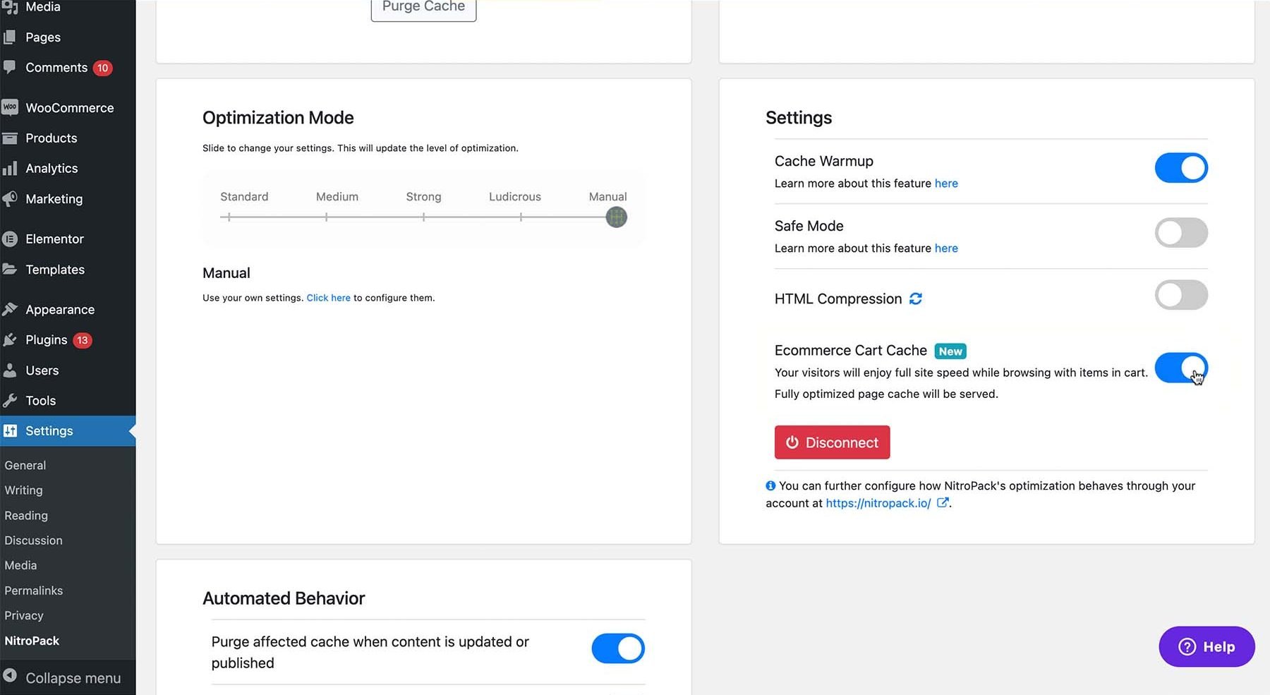 eCommerce cart cache