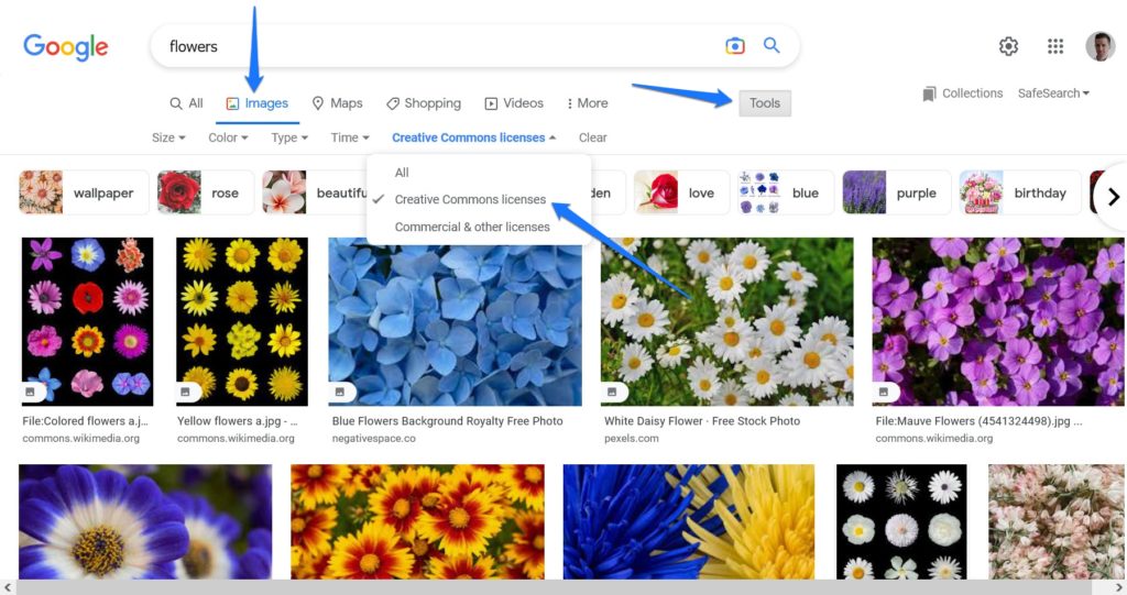 google image search for creative commons licensed images