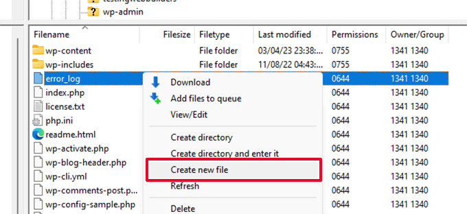 Create new htaccess file