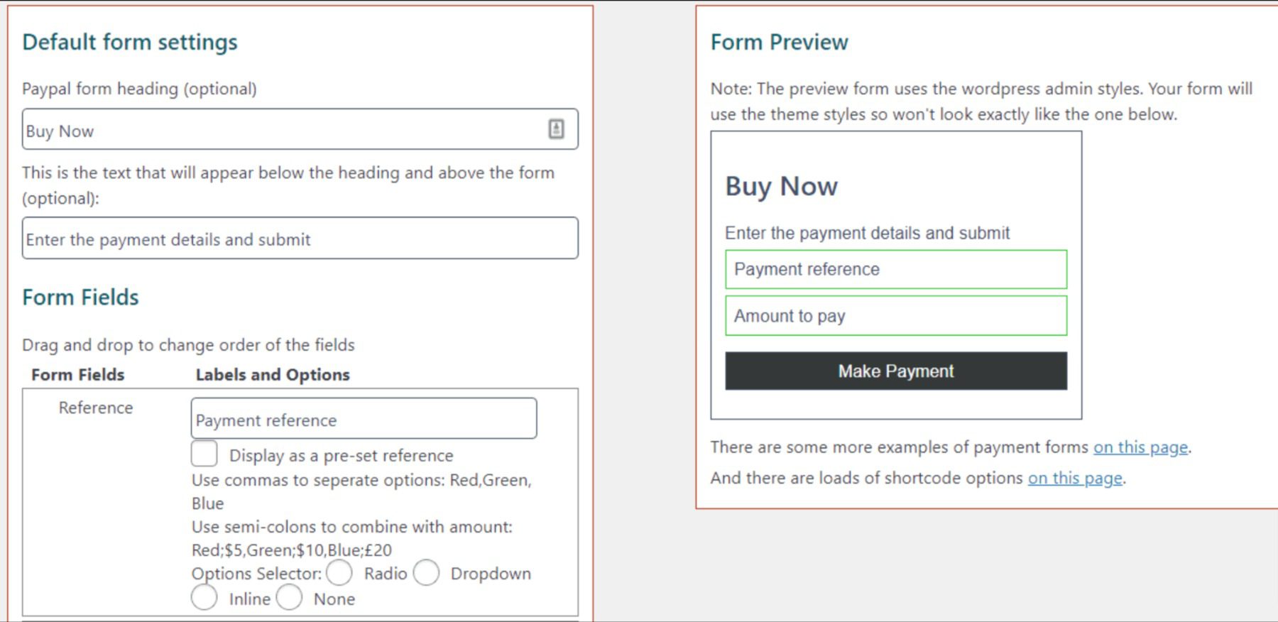 An example of a PayPal payment form