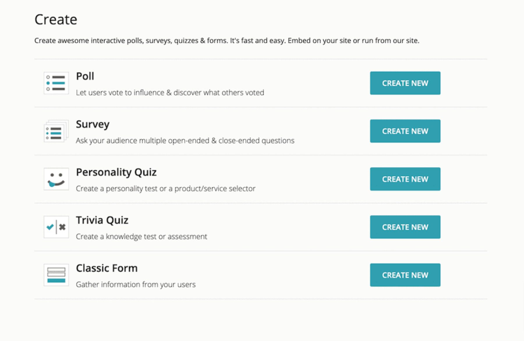 The OpinionStage quiz, poll, and survey templates.