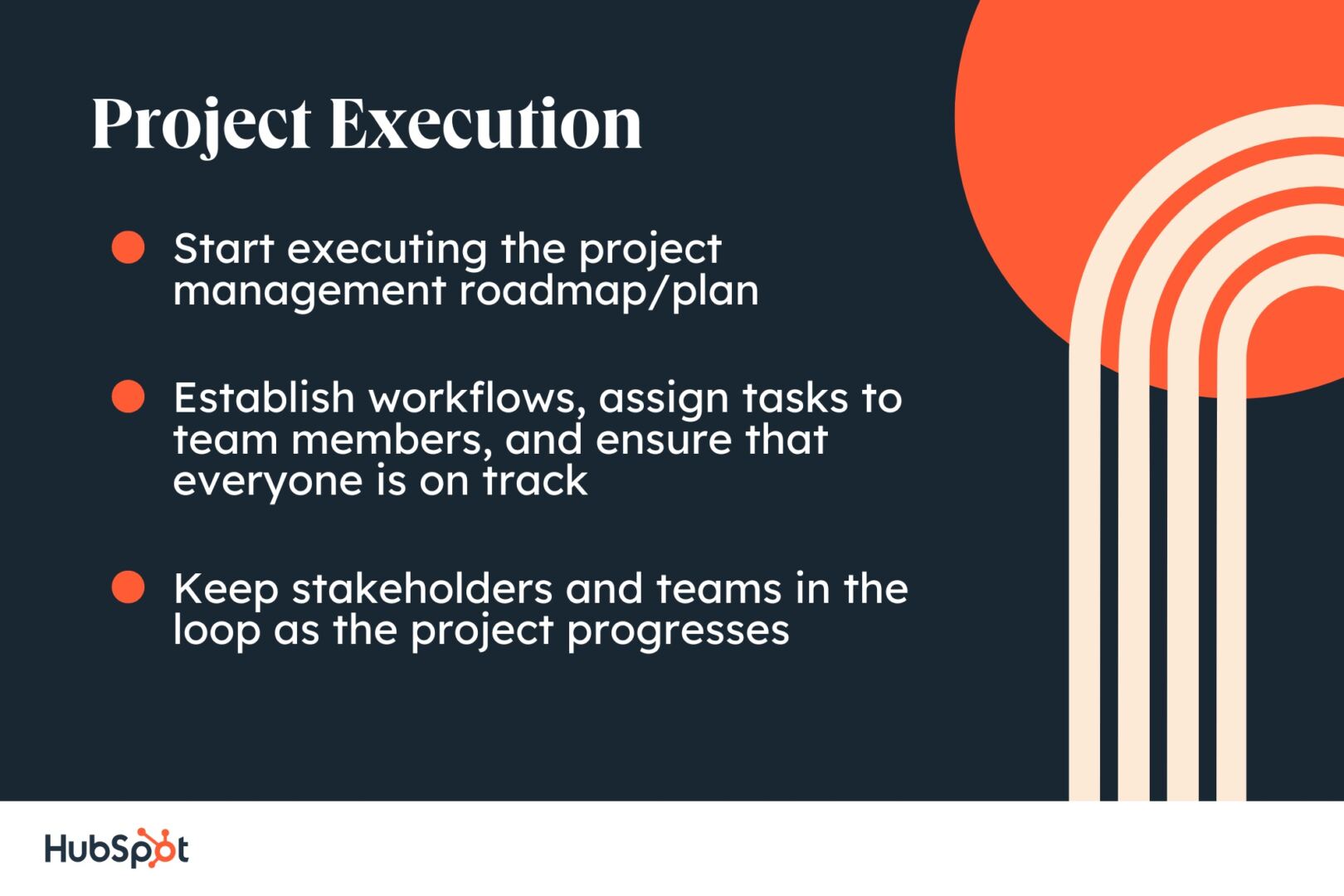 Graphic showing key takeaways in stage three of project management