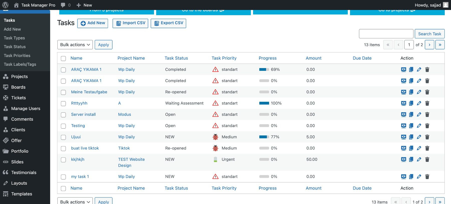 Task Manager Pro dashboard