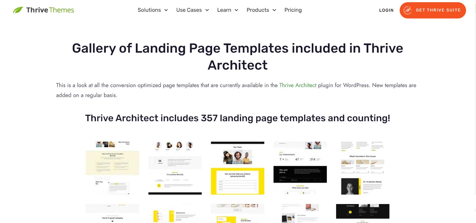 Thrive Architect Landing Page Gallery