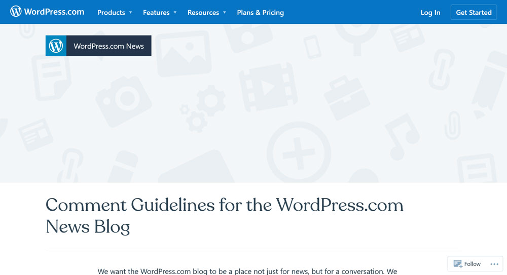 wordpress.com comment guidelines example