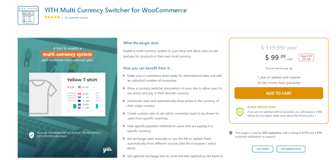 YITH multi currency switcher for WooCommerce 