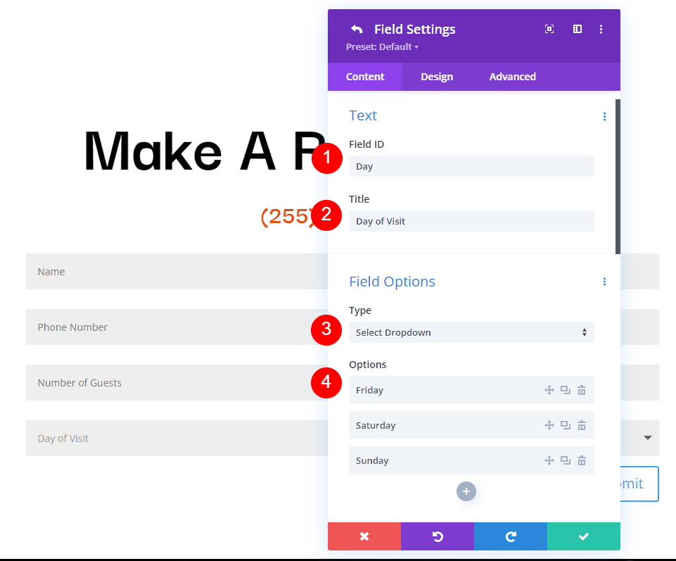 Restaurant Reservation Message Pattern Example