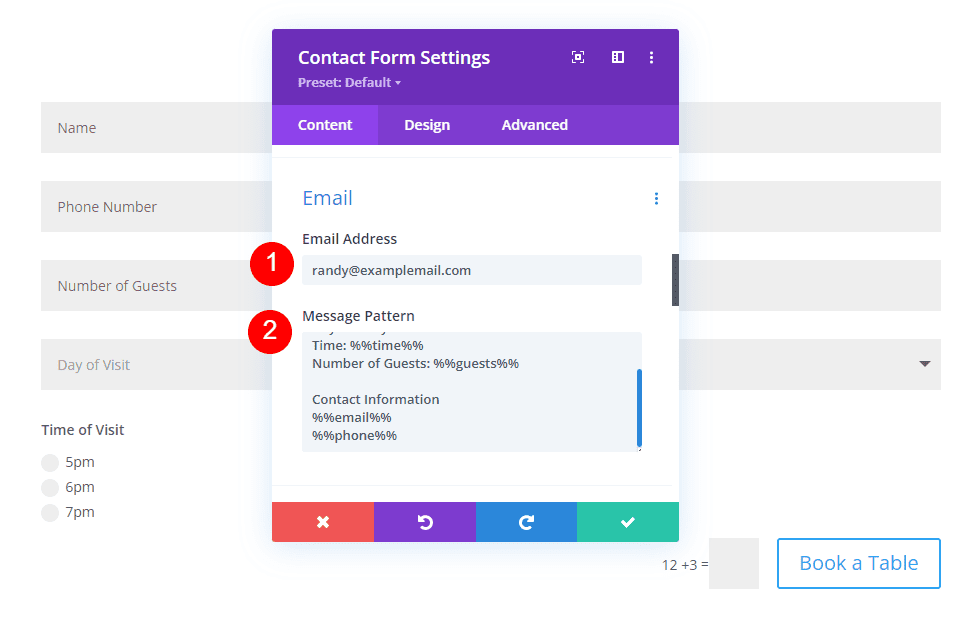 Restaurant Reservation Message Pattern Example