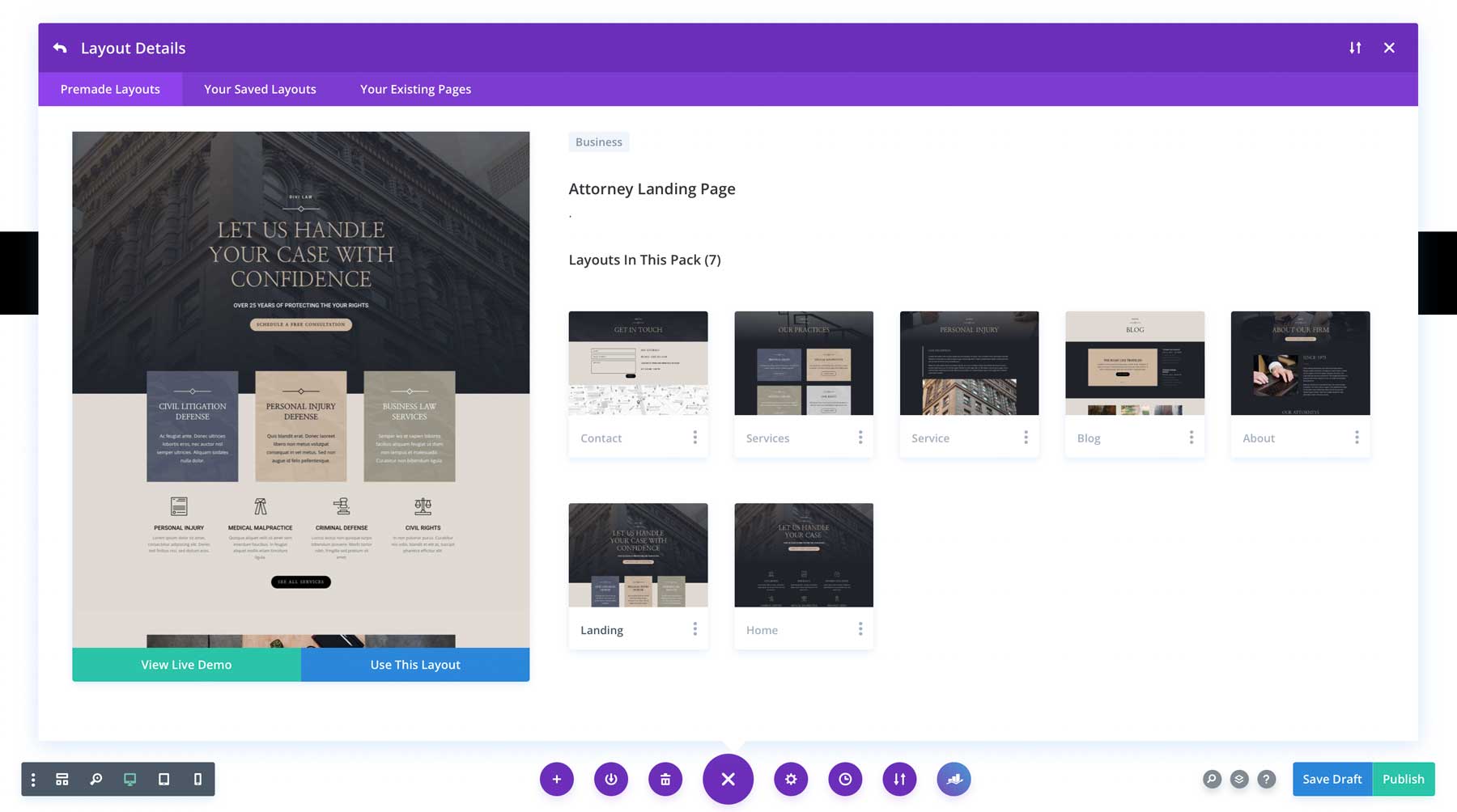 Attorney Layout Pack for Divi