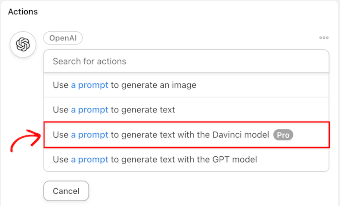 Use a prompt to generate text with the Davinci model