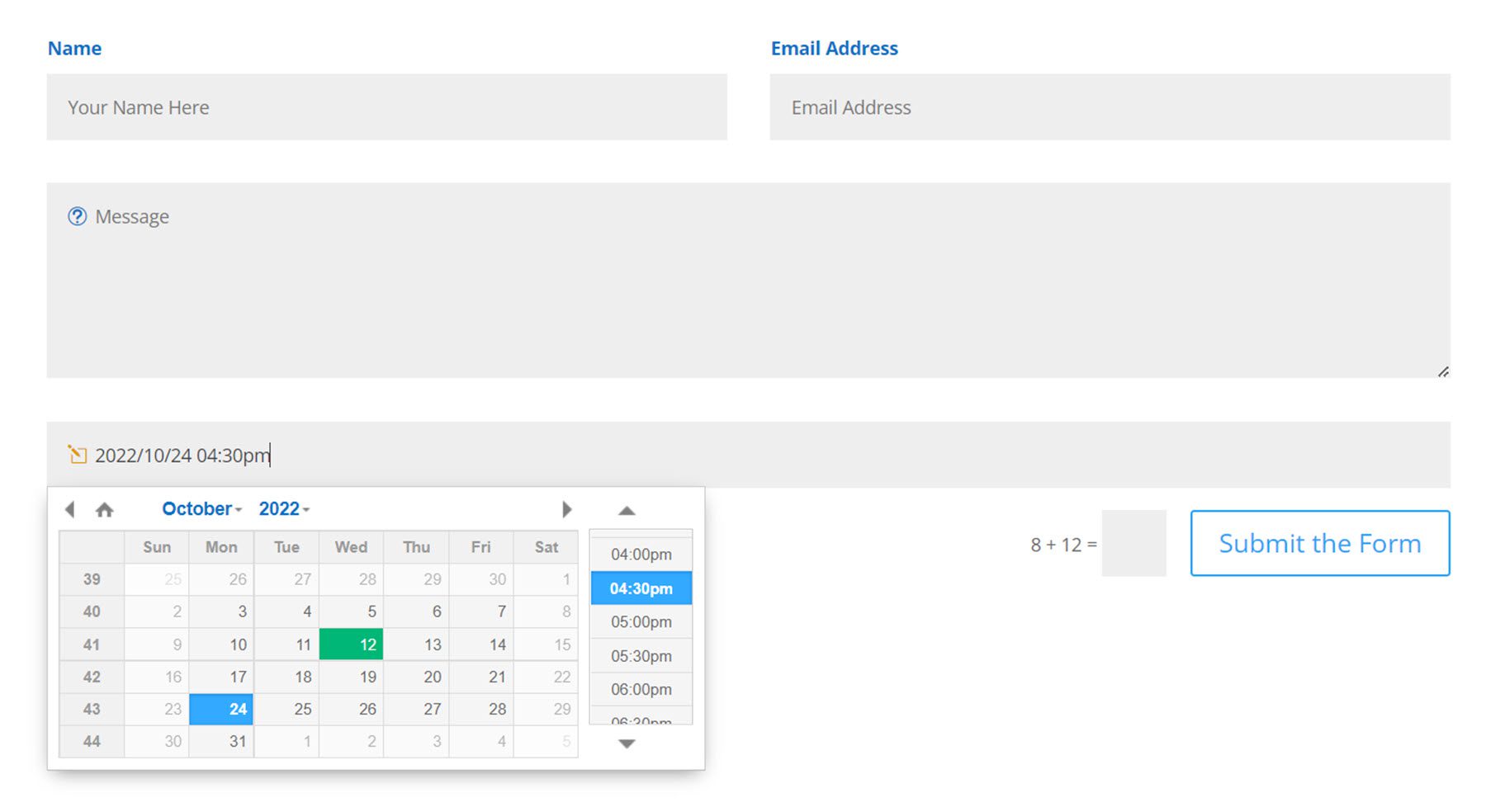Divi Plugin Highlight Divi Contact Form Helper Date Time Picker Customized