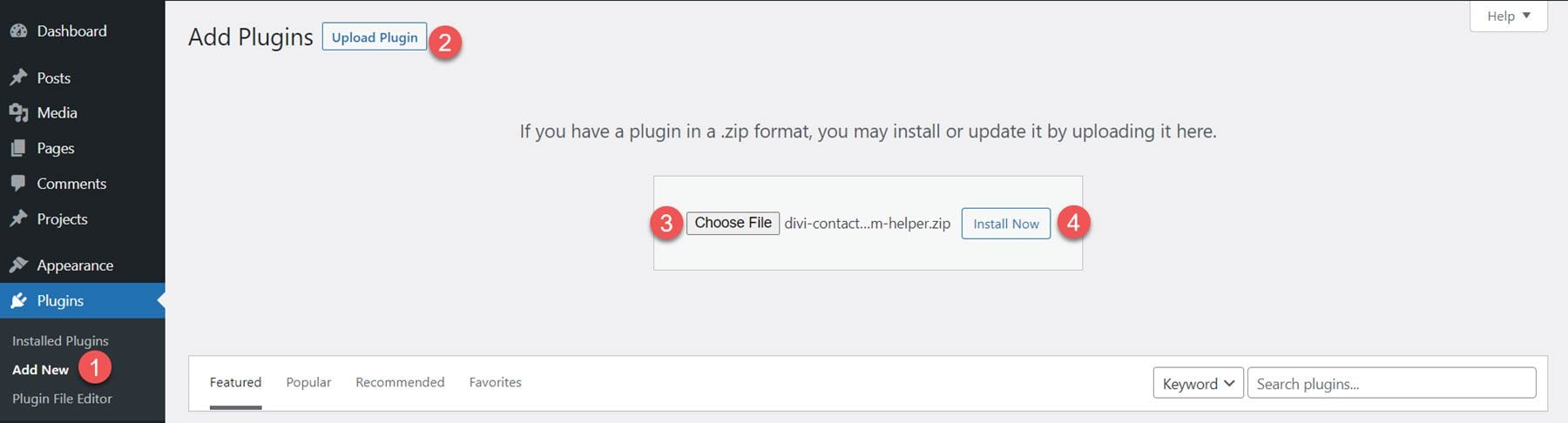 Divi Plugin Highlight Divi Contact Form Helper Install