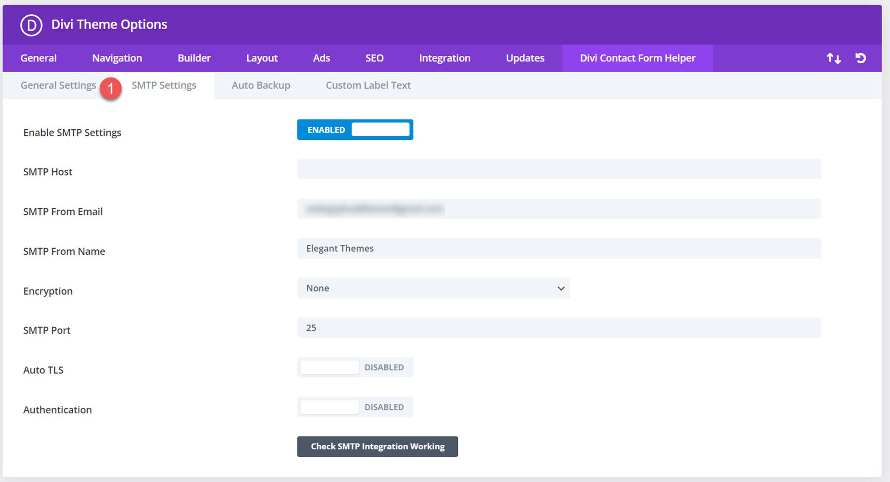 Divi Plugin Highlight Divi Contact Form Helper SMTP Settings