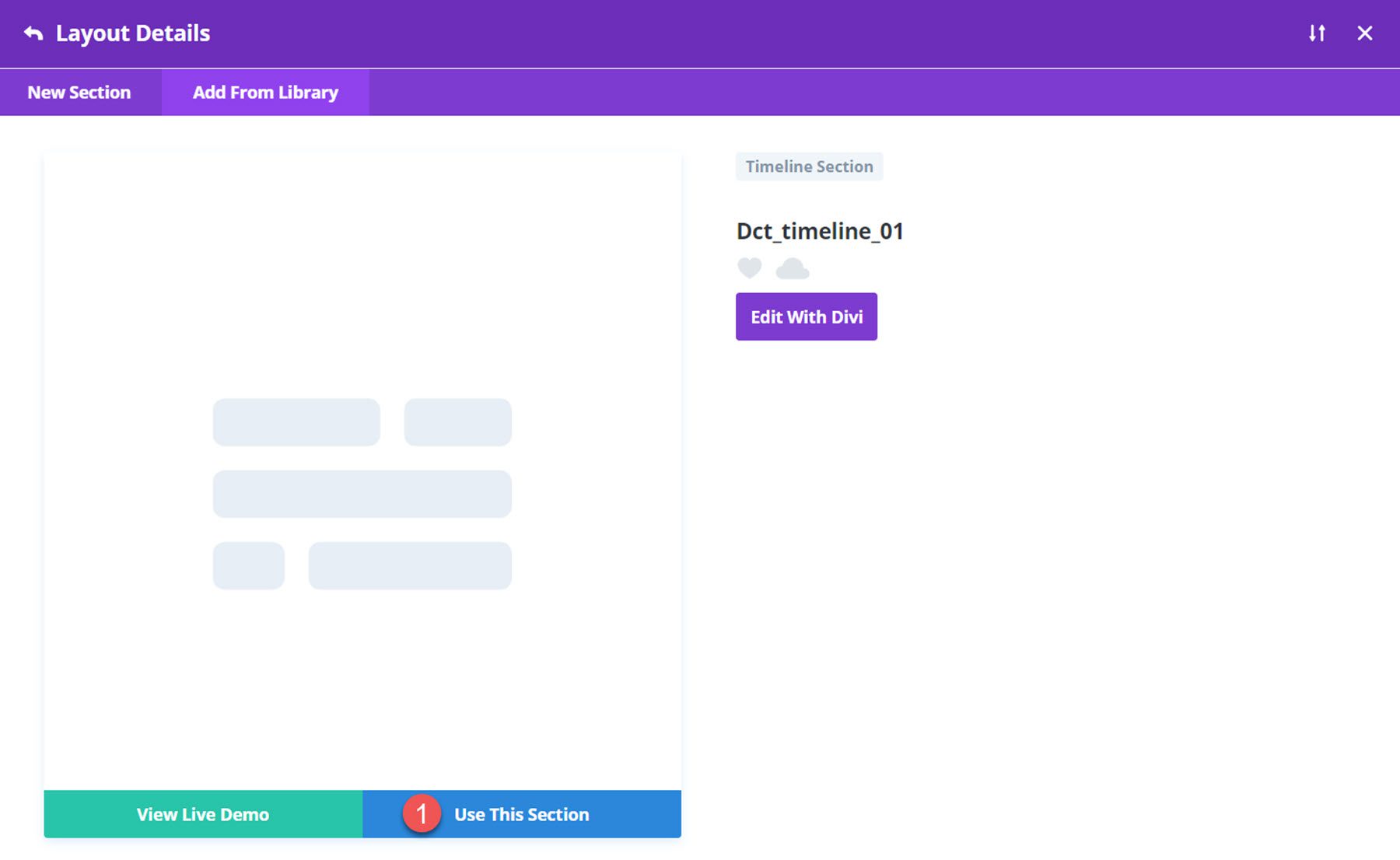 Divi Product Highlight Divi Timeline Layouts Pack Install 2