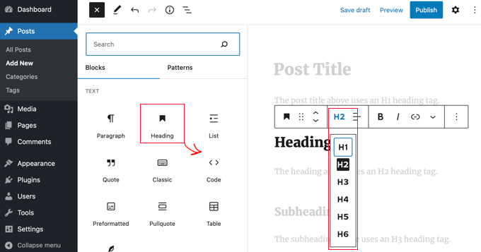 You Can Easily Add Heading Tags Without Code Using the WordPress Block Editor