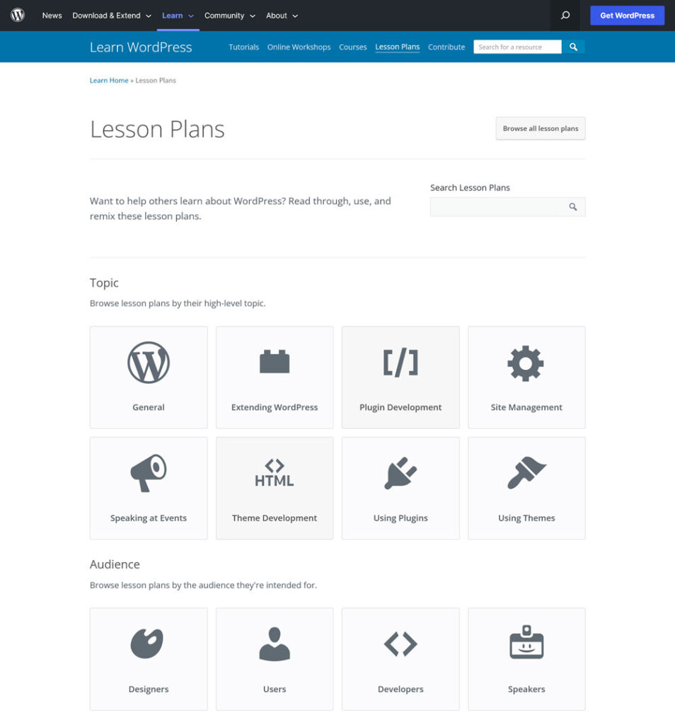 learn wordpress lesson plans