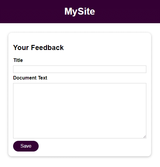 Screenshot: The demo application's feedback form graphical interface.