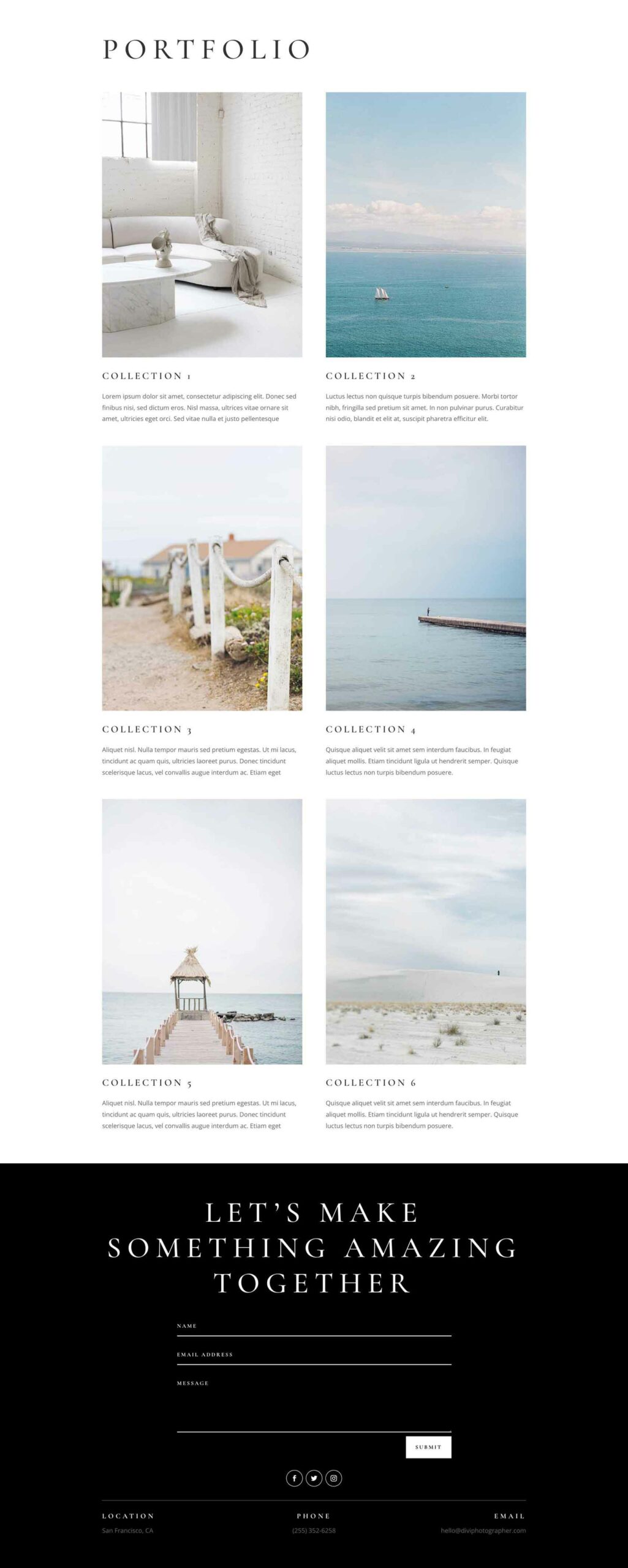 Photographer Layout Pack for Divi