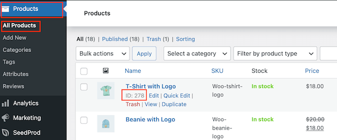 Getting a product ID in WooCommerce