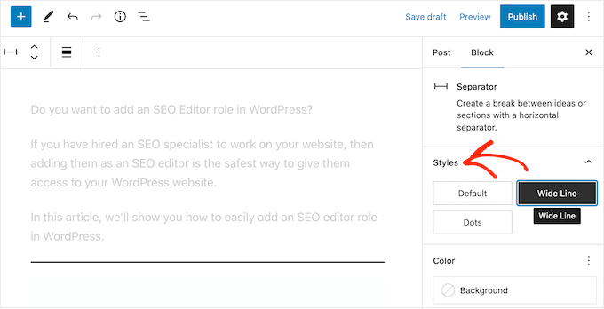 Adding different line styles in WordPress