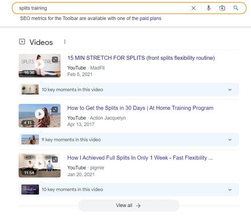 The Video Pack feature in the SERP