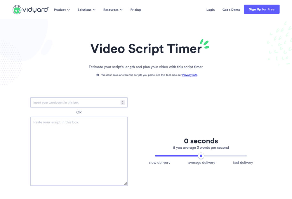 vidyard video script timer one of many free marketing tools