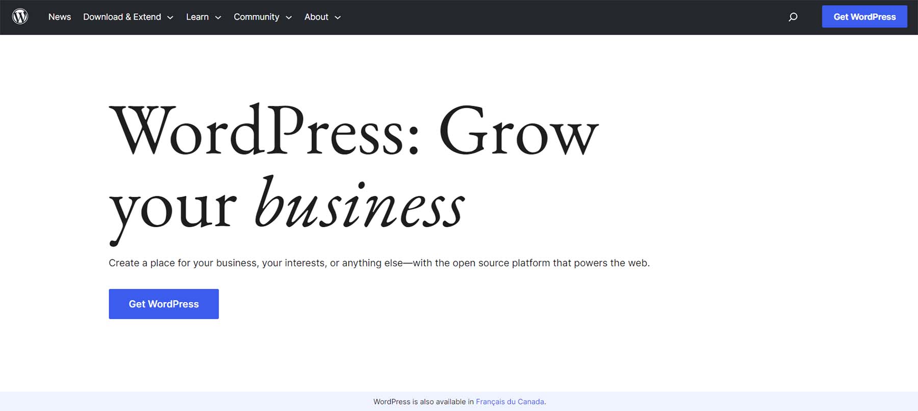 WordPress Homepage April 2023