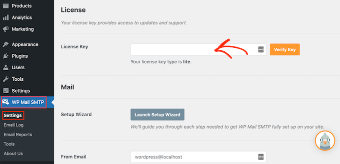 Entering your license key into the WP Mail SMTP WordPress plugin