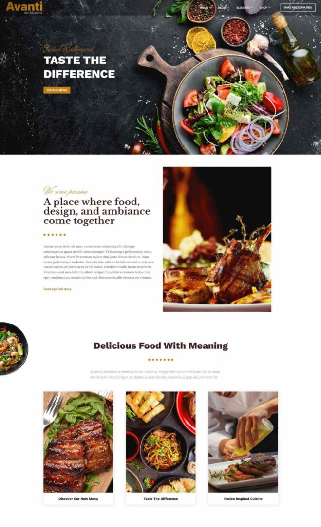 Avanti Restaurant Home Page